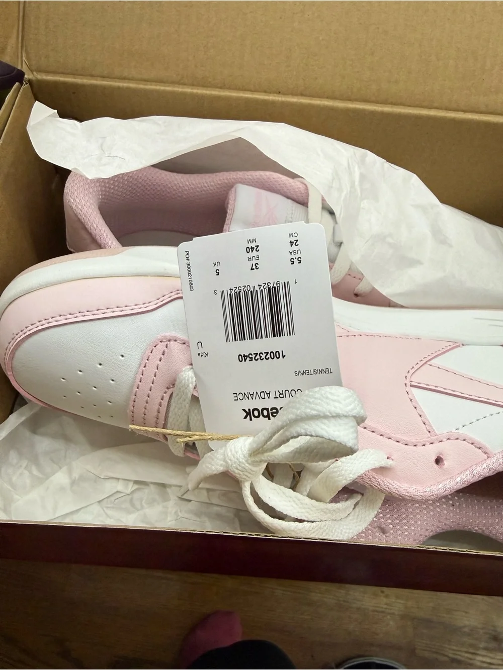 Reebok Soft Pink and White Low-Top Sneakers